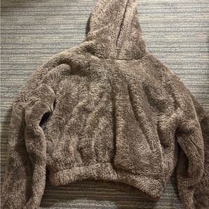 Cozy Brown Fuzzy Hoodie
